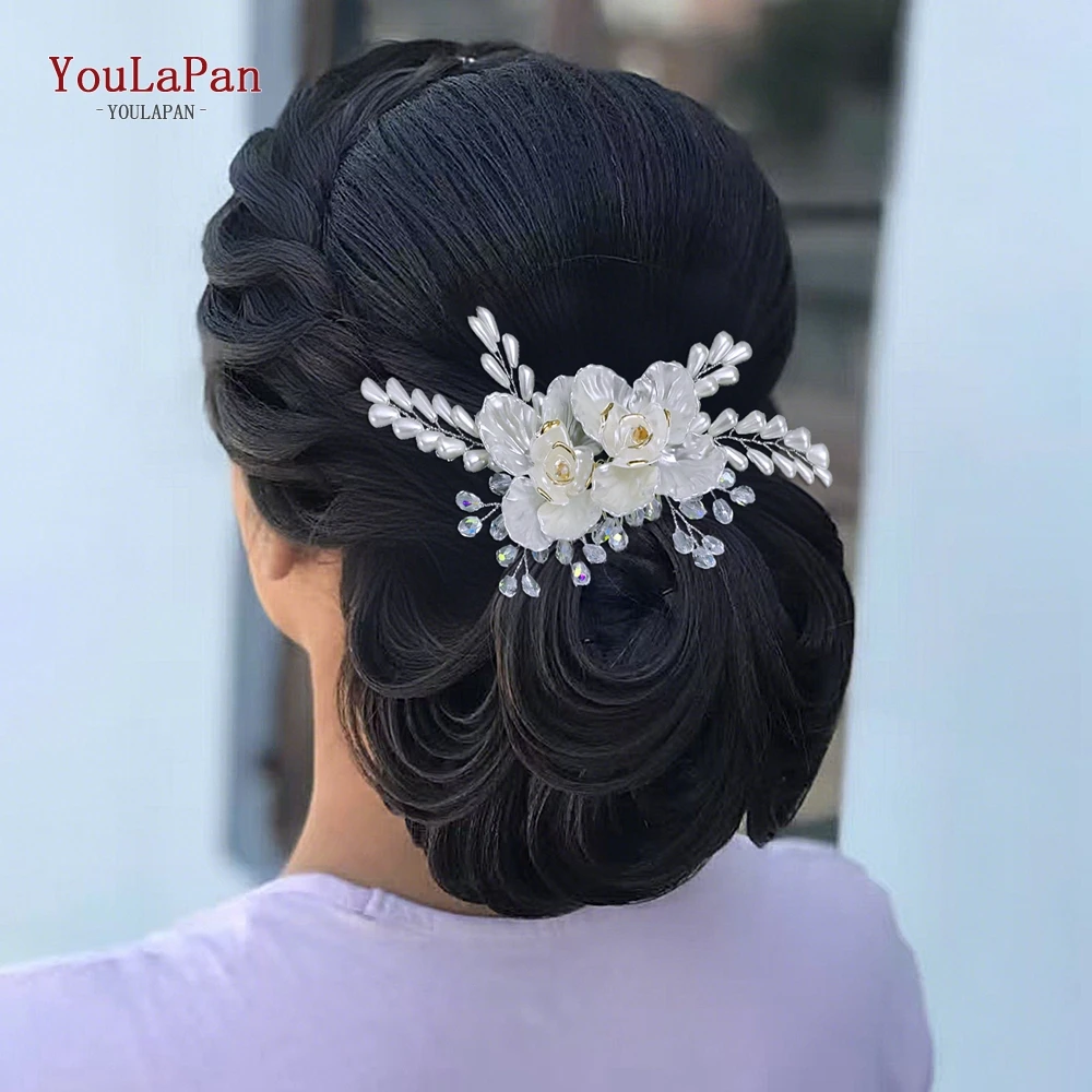

YouLaPan Pearl Crystal Bridal Hair Comb Wedding Fashion Hair Accessories Banquet Party Headwear Bridesmaid Bride Headdress HP854