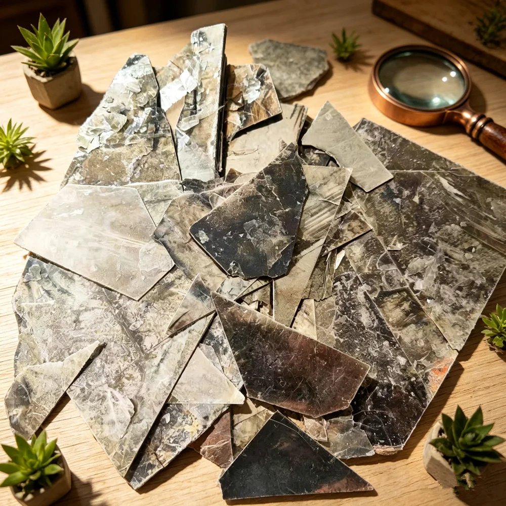 Natural Muscovite Glimmer Flake Mineral Specimen Experimental Mica Sheet Specimens Glass Luster Collection Decorative Stone