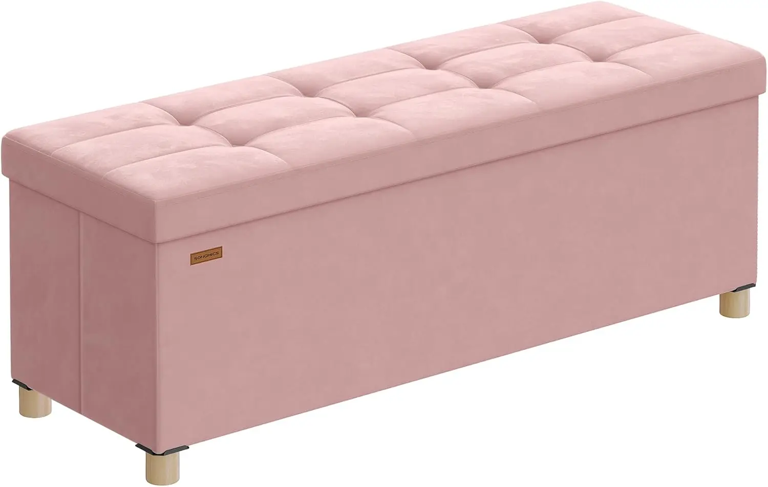 

Folding Storage Ottoman Bench, Velvet Foot Rest Stool, 30 Gal. Capacity for Bedroom, Entryway, Living Room in Jelly Pink