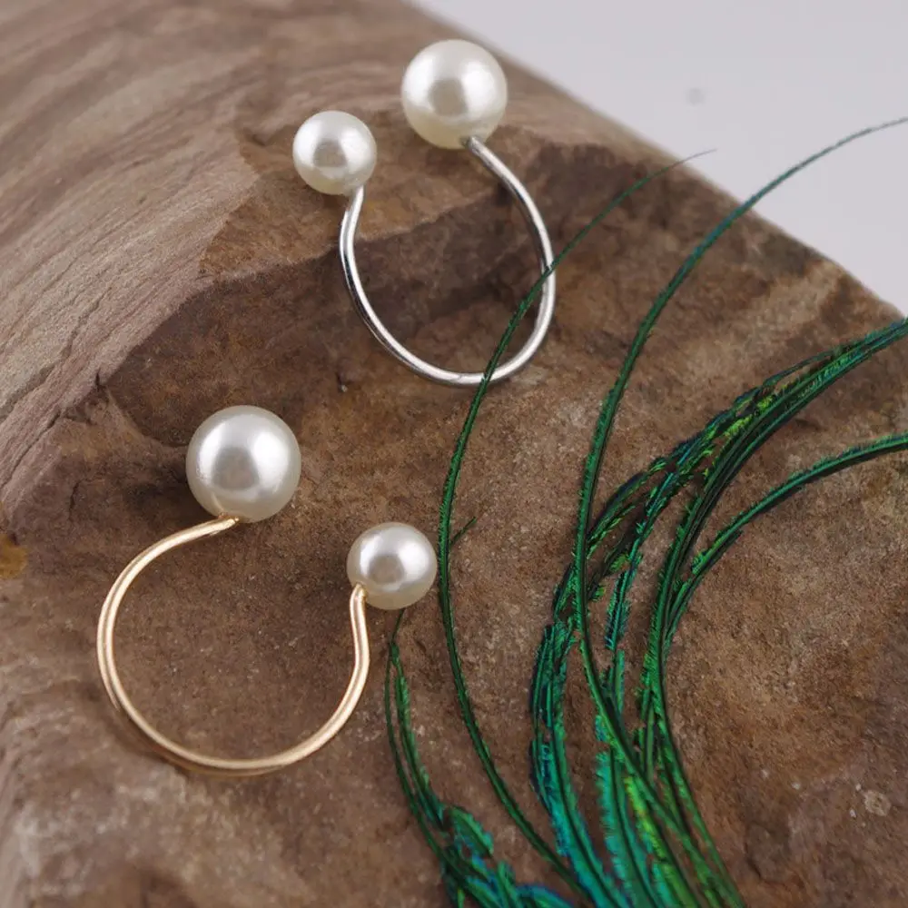 Trendy Elegant Street Shoot Imitation Pearl Adjustable Size Women Jewelry Finger Ring Opening Ring Fashion Accessories