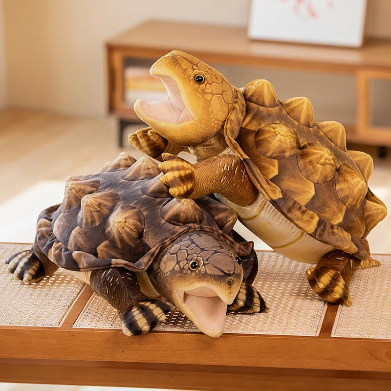 

60cm Simulation Snapping Turtle Plush Toy Lifelike North America Tortoise Stuffed Doll Ferocious Reptile Pillow Kids Xmas Gifts