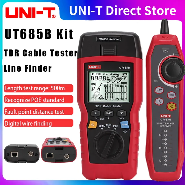 UNI-T UT685B Zestaw Tester kabli TDR POE Współosiowy wykrywacz linii sieciowych Lokalizator skrętki Detektor sekwencji długości Śledzenie przewodów
