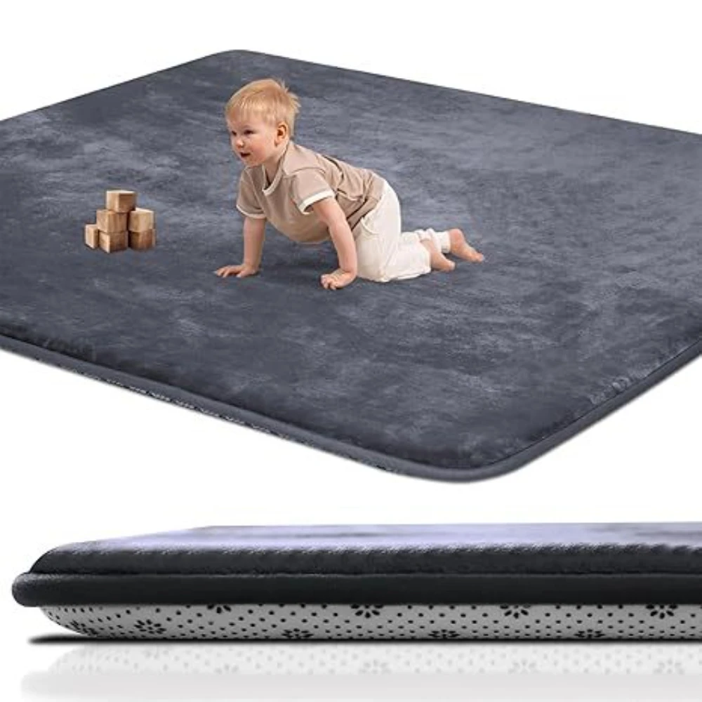 

VIKAMA Rug Live Room Flannel Carpet Solid Color Thickened Living Room Carpet Children's Crawling Mat Bedroom Bedside Blanket