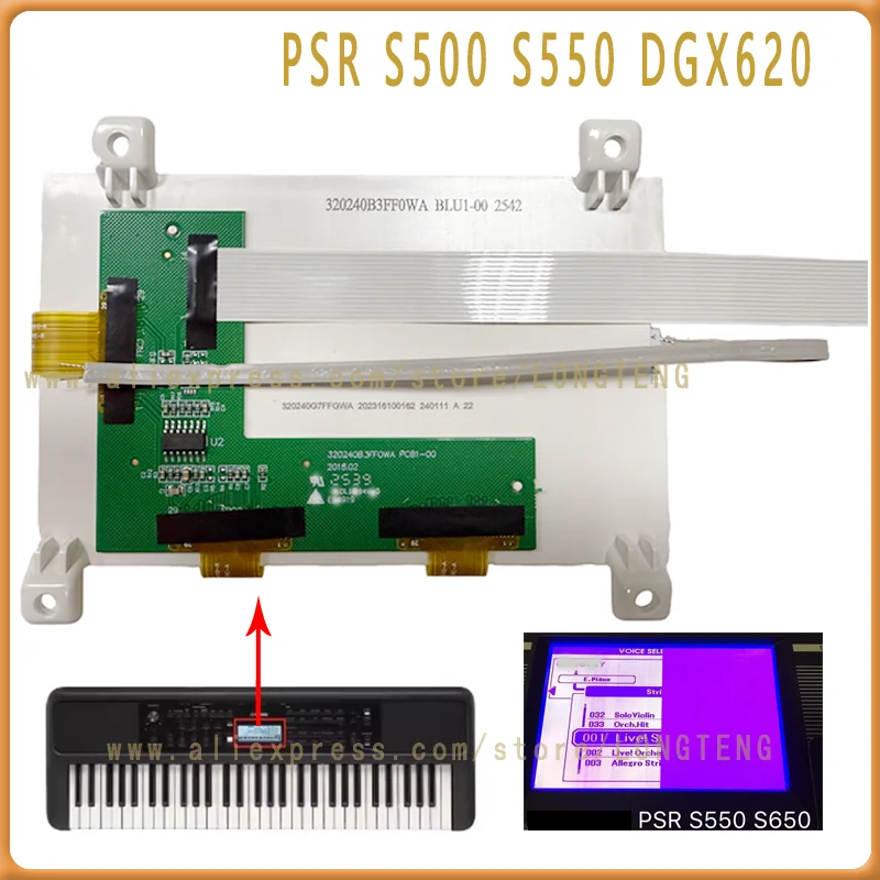 320240B3FF0WA  PSR-S500 S550 S650 DGX-620 630 DGX520 Mm6 Mm8 צג LCD 320240B3FF0WA חלק חילוף למקלדת מוזיקה