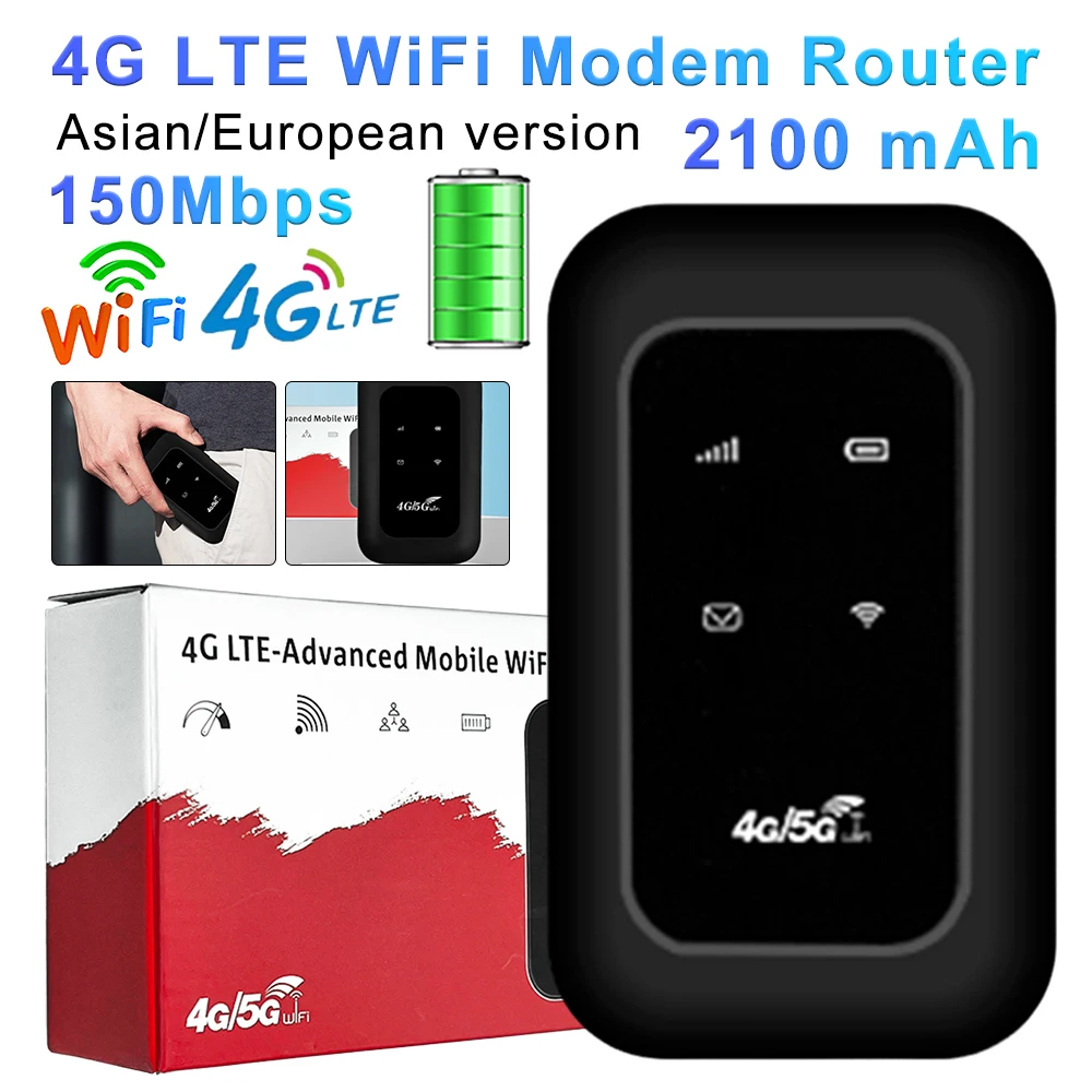 เราเตอร์ไวไฟพกพา 4G LTE พร้อมช่องใส่ซิมการ์ด โมเด็ม MiFi ไร้สายแบบพกพา ฮอตสปอตไวไฟ สำหรับใช้ในบ้านและการเดินทาง