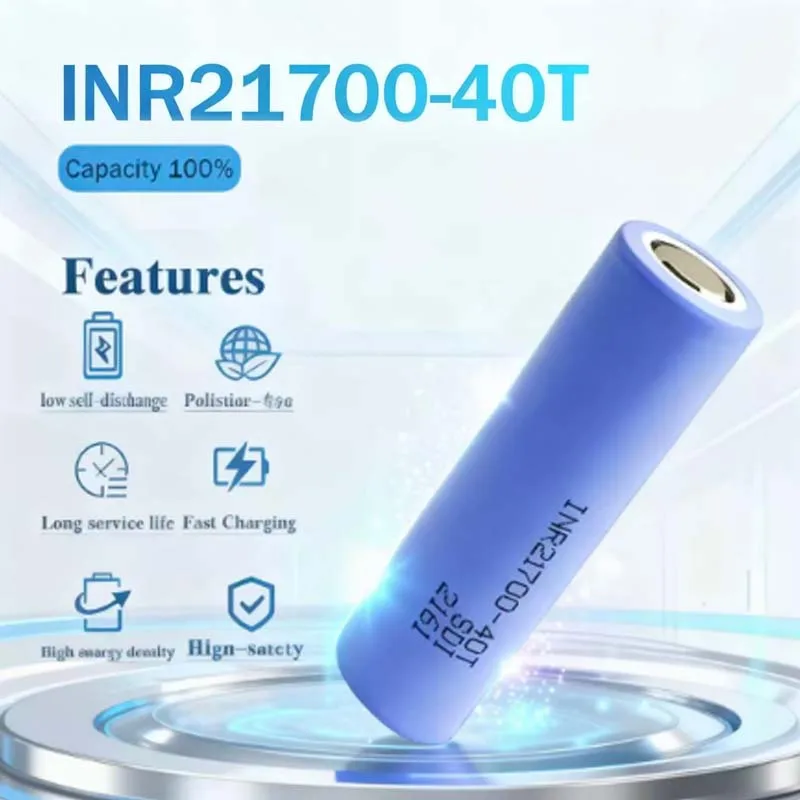 21700 Rechargeable Li-ion Battery (Model 21700-40T): 4000mAh Large Capacity, 3.7V Voltage, 30A High Discharge
