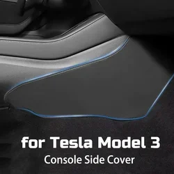 2pcs for Tesla Model 3 LHD Soft Center Console Two Sides Cover Protector PU Leather Anti Kick Pad Sticker Guard Car Accessories