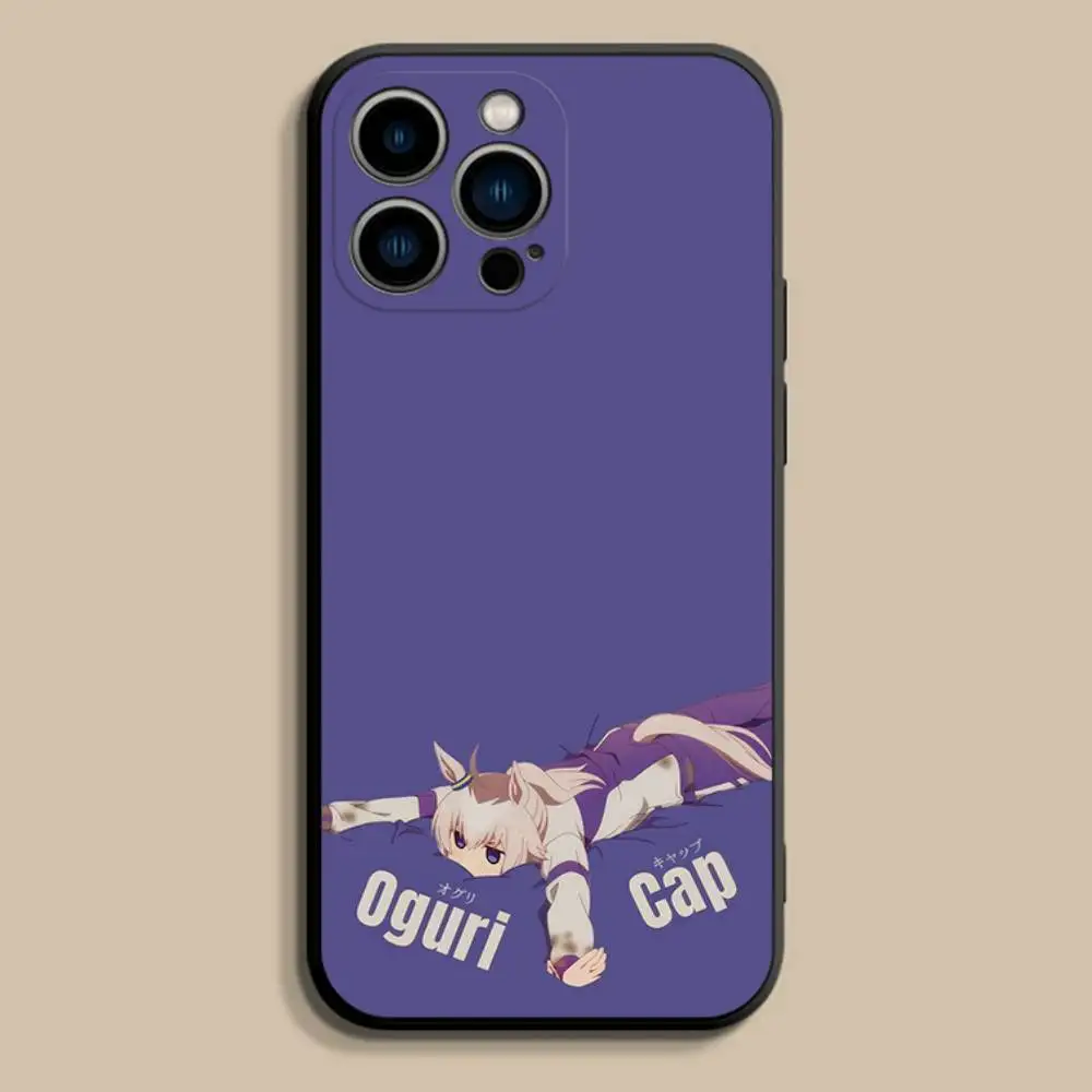 Casing HP U-Uma Derby Oguri untuk iPhone 17,16,15,14,13,12,Pro,Max,Plus,E,SE4,Air,Mini Hitam Bahan Lembut