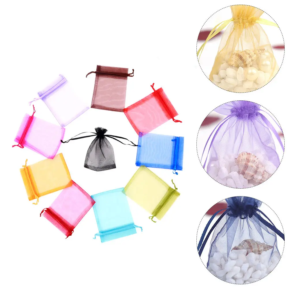 25Pcs Makeup Drawstring Pouches Gauze Bags Random Color Portable Storage Organizer Jewelry Candy Gift