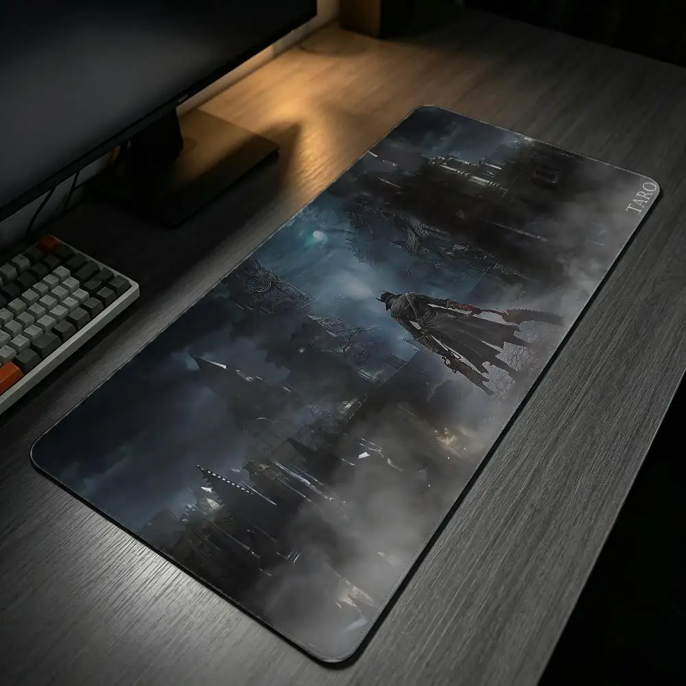 game Bloodborne Mouse Pad MousePad Stitched Edge Gaming Anti‑Slip Rubber Base Waterproof Desk Mat For Office Laptop PC