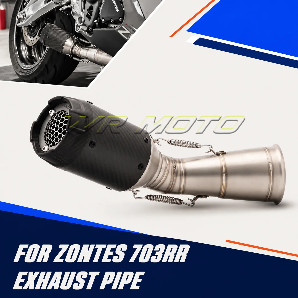 Motorcycle Stainless‑Steel Mid‑Rear Straight‑Through Exhaust System Fit For ZONTES 703RR Performance Mod Parts