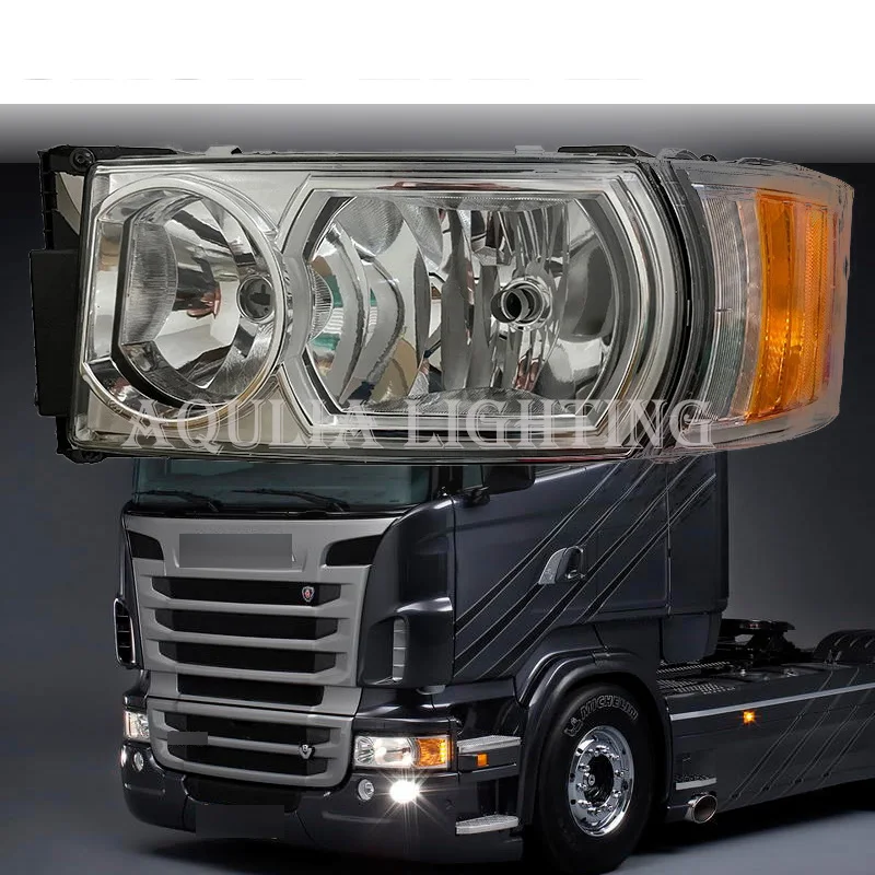 1PCS 24V Headlight Fit For Scania R420 P500 Heavy Duty Truck  L, P, G, R, S FRONT LAMP 1730958 1730953 WITH LED CORNER LAMP