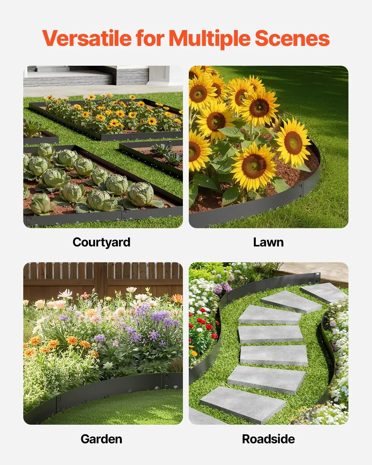 Steel Landscape Edging 5 Packs 39 x 3in Rust-Resistant Garden Edging Border