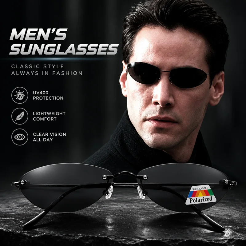 New Matrix Neo Polarized Rimless Sunglasses, Driving Leisure Outdoor Sports Shades, Lightweight Fashion Women's Sunglasses