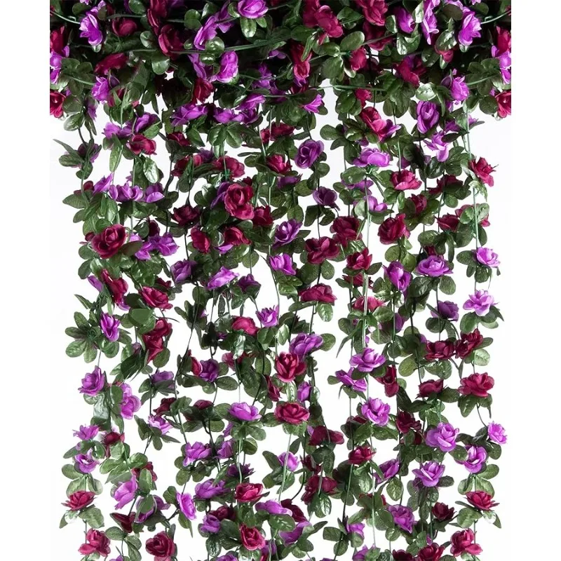 

6 Pcs x 8.2 ft Flower Garland Artificial Rose Vine Flowers with Green Leaves Hanging Fake Roses Vine for Room Party Home Wedding