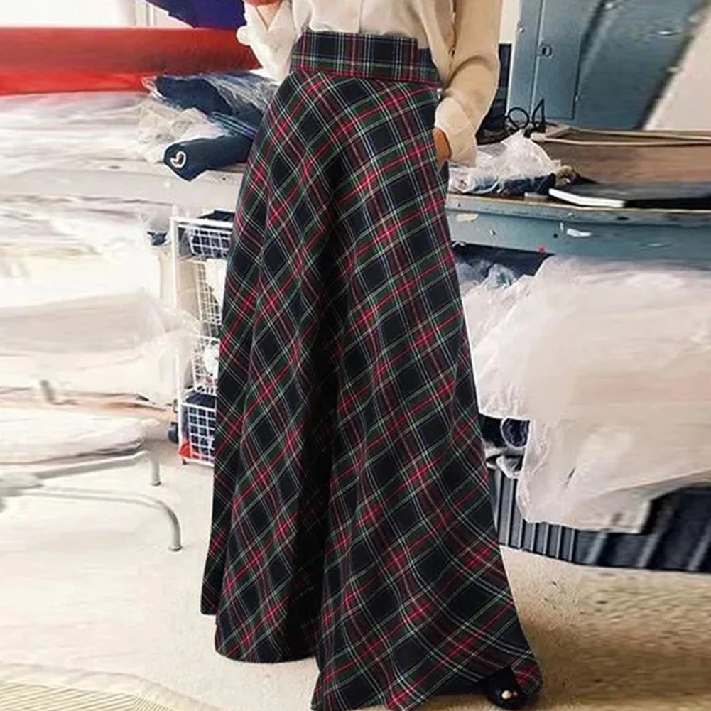 Casual Outings Plaid Skirt High Waist Casual Skirt Skirt Simple Basic Skirt Microelasticity Suitable For Daily Use