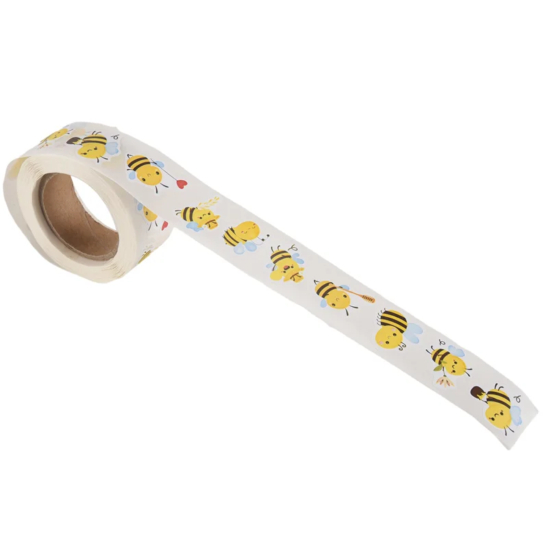 لفة ملصقات النحل - 500 قطعة من ملصقات رياض الأطفال اللطيفة لهدايا عيد الميلاد واللوازم المكتبية والحرف اليدوية