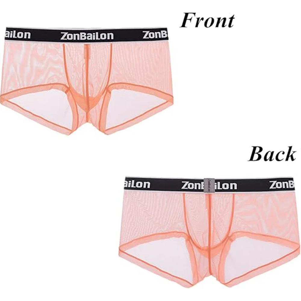 Jinshi Mens Sexy Underwear Mesh See Through Super Thin Breathable Mesh Boxer Briefs Stretchy Underpants For Men