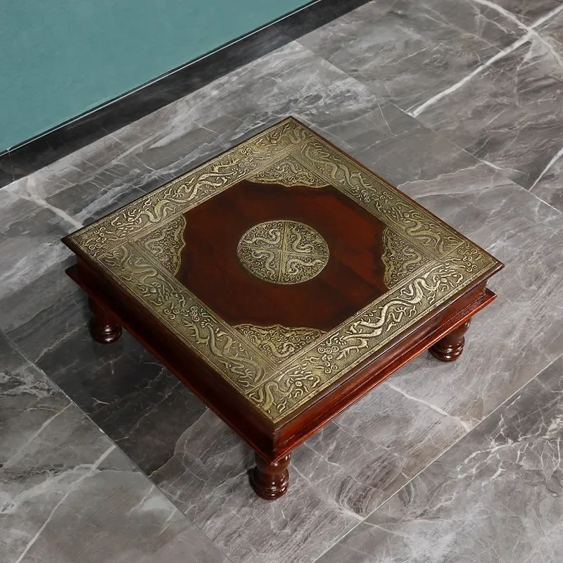 *&t Paulownia small coffee table exquisite pattern square edge few bedroom living room solid wood furniture