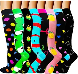 New Compression Socks 30 Mmhg Women Men Golfs Legging Socks Animal Fruit Prints Outdoor Sports Running Long Pressure Stockings