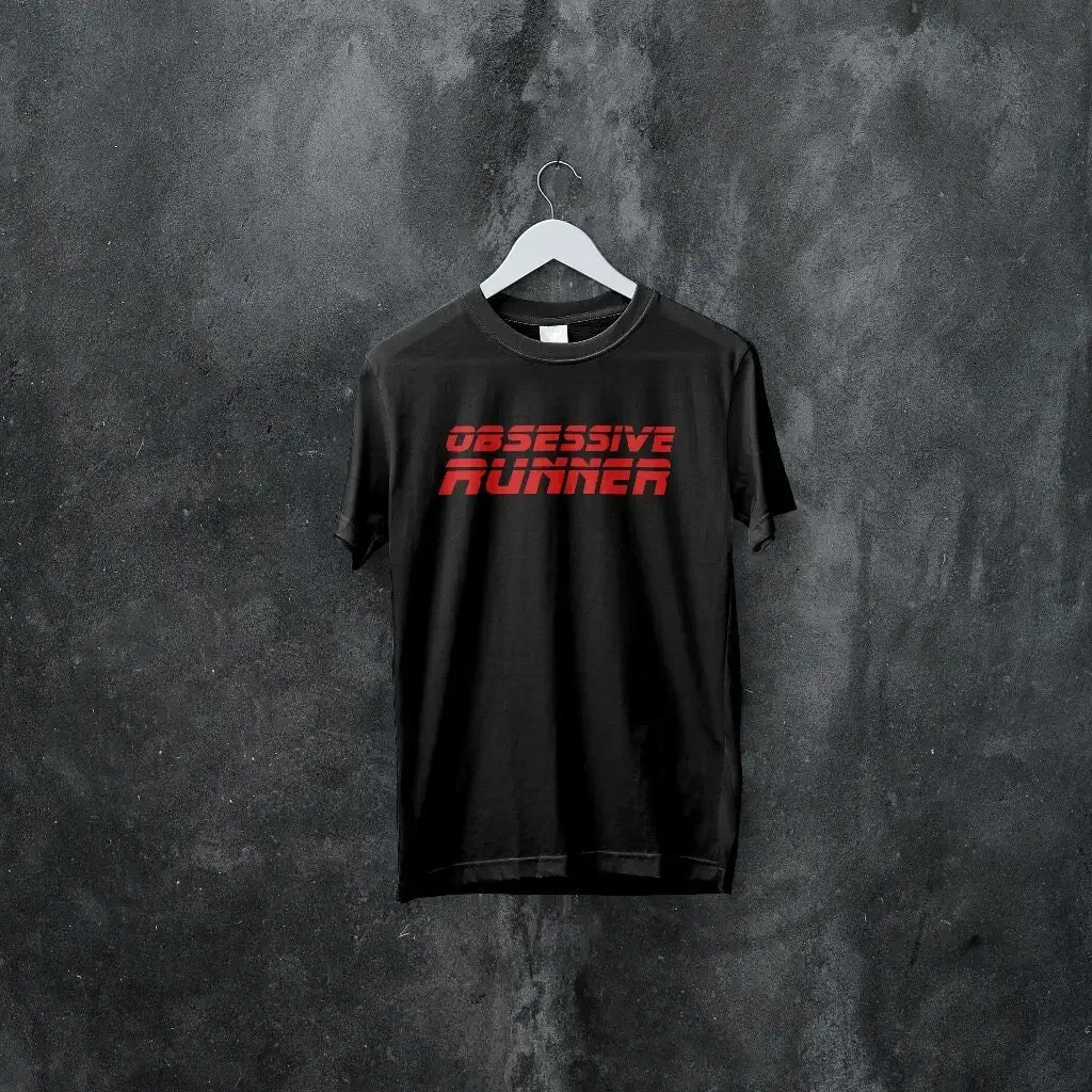 Vintage Inspired 'Obsessive Runner' T Shirt Blade Runner Movie Font A Funny Retro For Running Enthusiasts