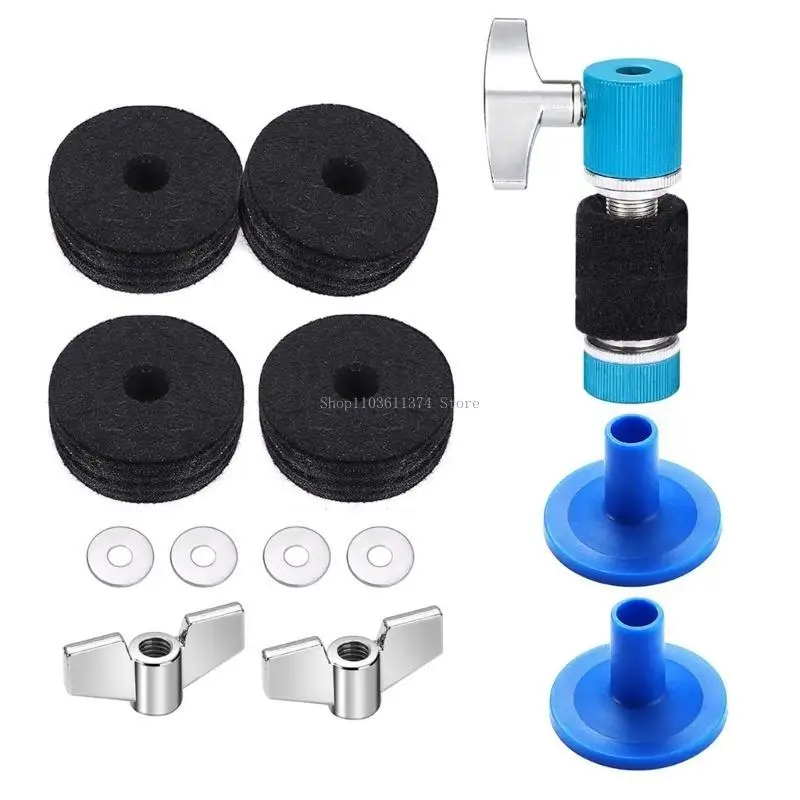  13Pcs Drum Stand Felt Include Wing Nut & Washer & Cymbal Sleeve Percussion Part
