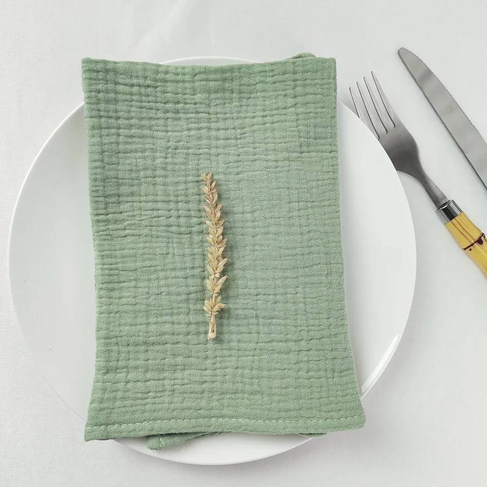 Premium Cotton Table Napkin Set of 12 Double Layered Gauze Perfect Plain With Sewing for Wedding Home Decoration and Parties