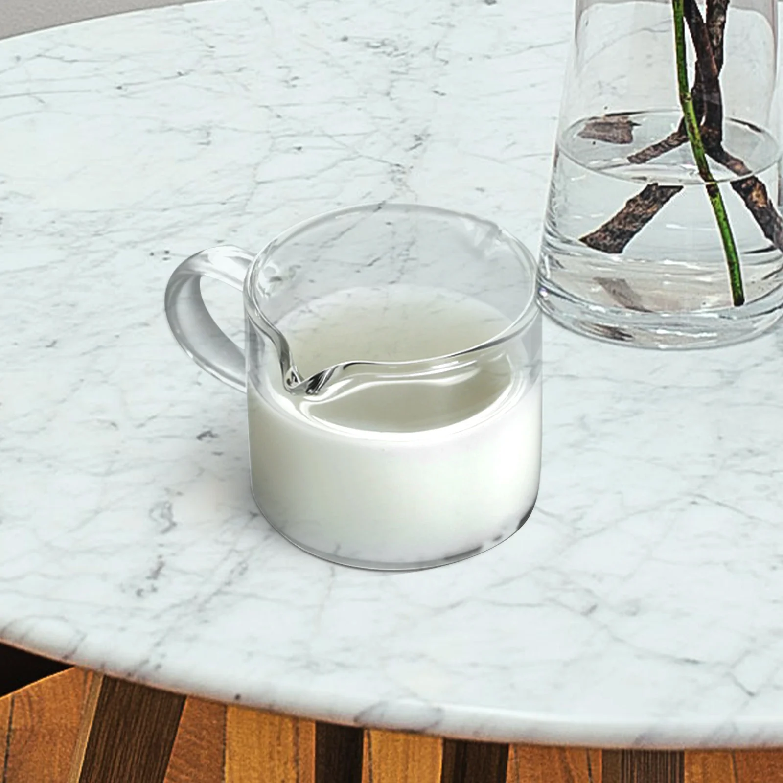 

2 Pcs Milk Cup Glass Coffee Jug Transparent Graduated Creamer Container Mini Cups Jar