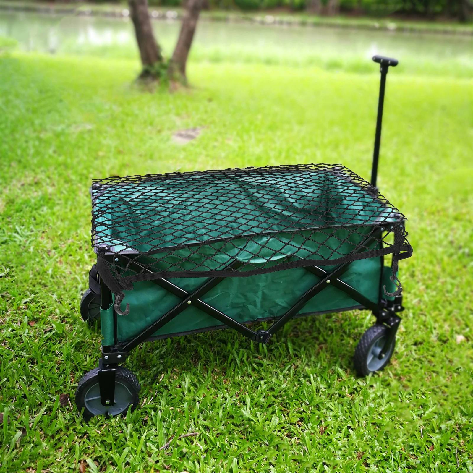 

1pc Foldable Wagon Camping Cart Screen Beach Trolley Extended Foldable Wagon Net Cover Cover Nylon Bungee Cargo Utility Garden
