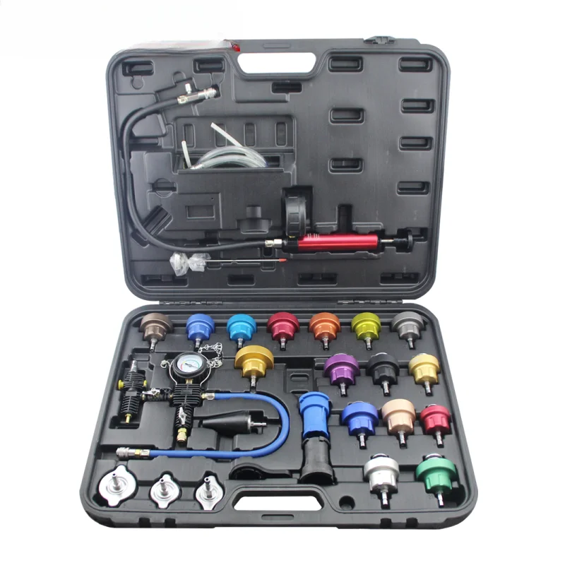 27pcs Universal Radiator Pressure Tester Kit Vacuum Type Coolling System Kit Coolant Purge/Refill Kit Aluminum More Durable