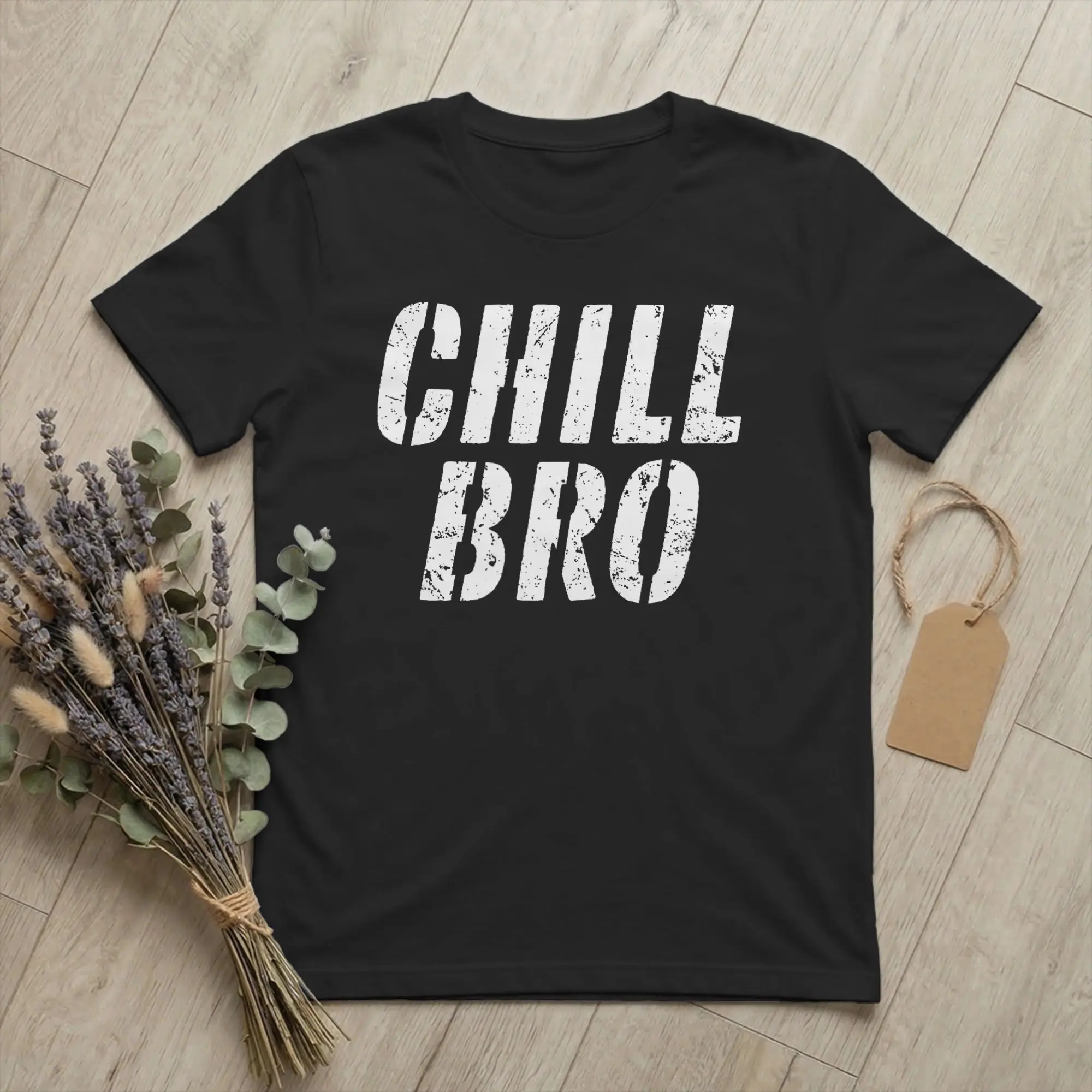 Men's T-Shirt Chill Bro Relax Just Chilling Casual 100% Cotton Tee Shirt Short Sleeve Funny Meme T Shirt Crew Neck Clothing Gift