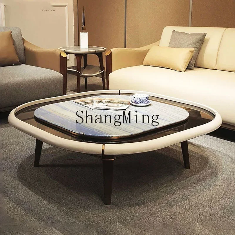 ZYY Coffee Table Marble Coffee Table Modern Light Luxury Living Room Home Glass  Table Marble Coffee