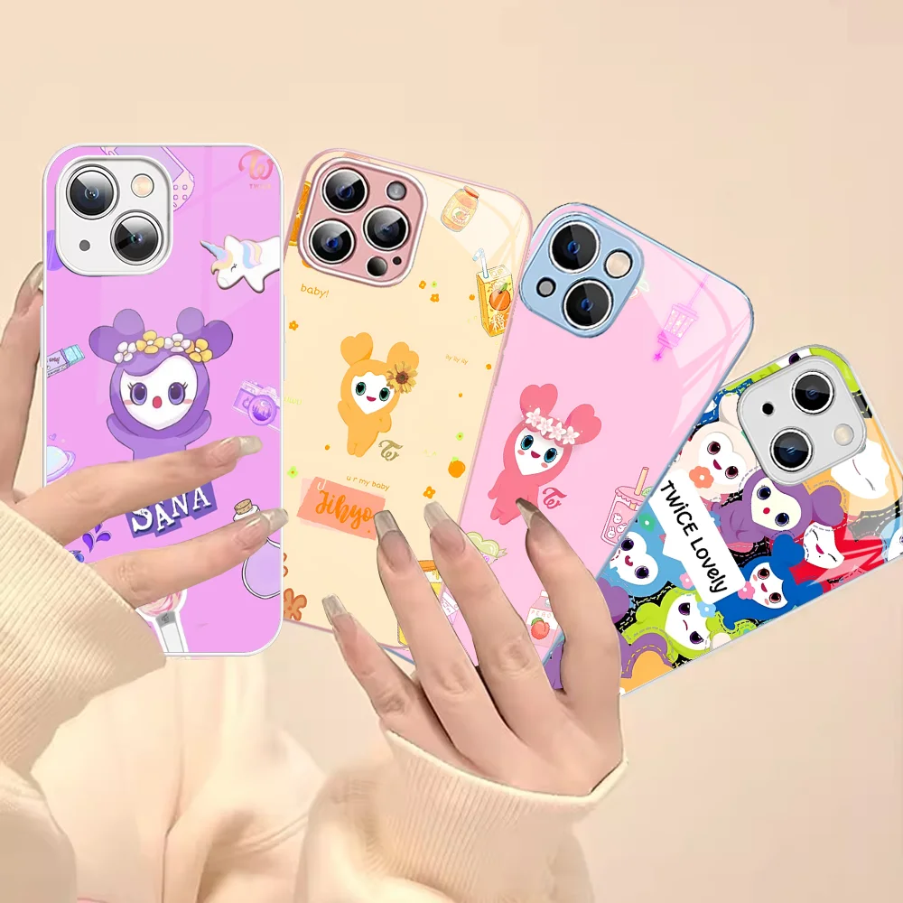 L-Laburi T-Twice Lovelys Phone Case For IPhone 14 13 12 Mini 11 Pro XS Max X XR 14 Plus Tempered Glass Cover