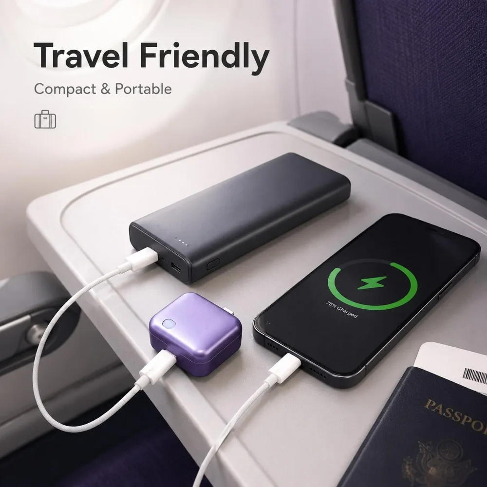 140W Fully Charged Battery Splitter Type C Adapter Auto-Unplug Function Night Charging Overcharge Protection for Phones Earphone