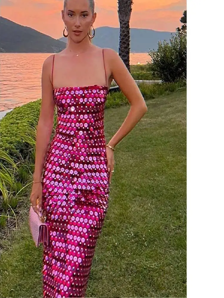 

Sexy Sequined Tube Top Strap Dr Slim Fit Tee Quarter Sve Cleanfit H Version for Middle-aged Women Ciwalk Suitable