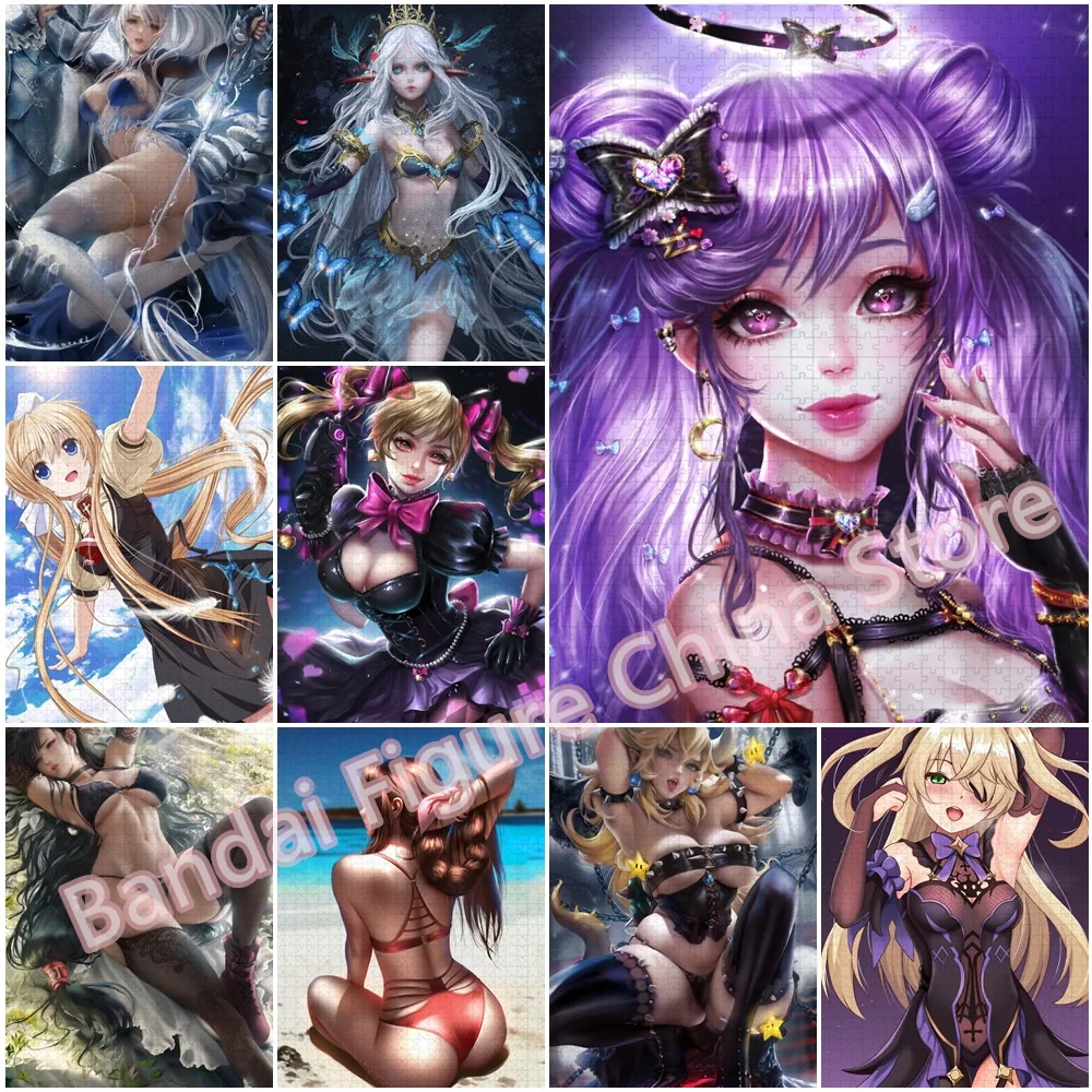 Cartoon Beauty Girls Print Puzzle 300/500/1000 Pieces Anime Video Game Figure Jigsaw Puzzles for Adult Diy Assembled Toys