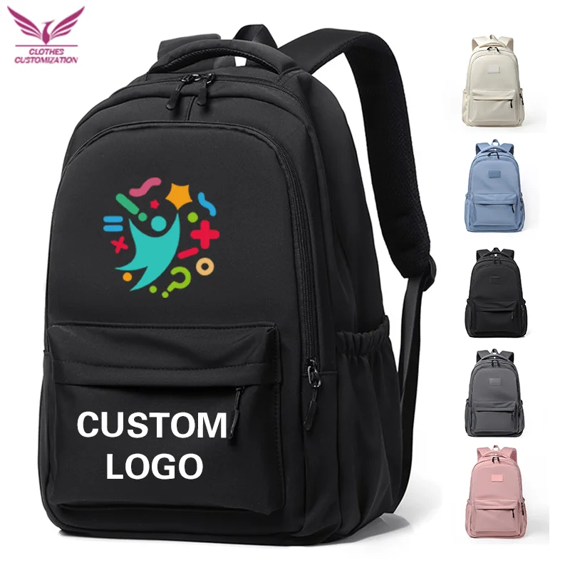  Custom logo Female Waterproof College Backpack Fashion men Laptop School Bags print photo Travel Book Bag Rucksack Wholesale