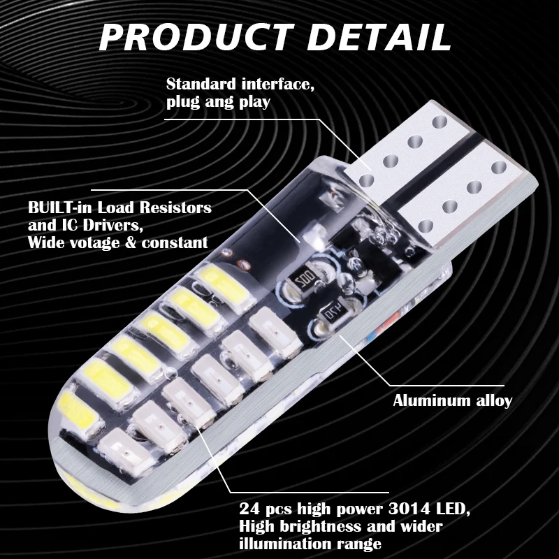 10Pcs LED Silica Gel T10 Light Bulb Flashing Signal Lamp Car Clearance Lights Position Light Strobe Stoplight Warning Taillights image 2