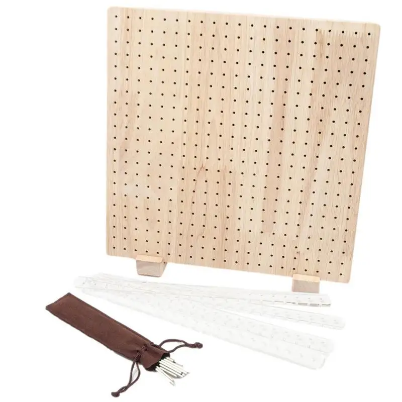 Wooden Knitting Board Embroidery Mounting Board Crochet Gift For Granny Square Board Knitting Crochet Kit With 4 Steel Rod Pins