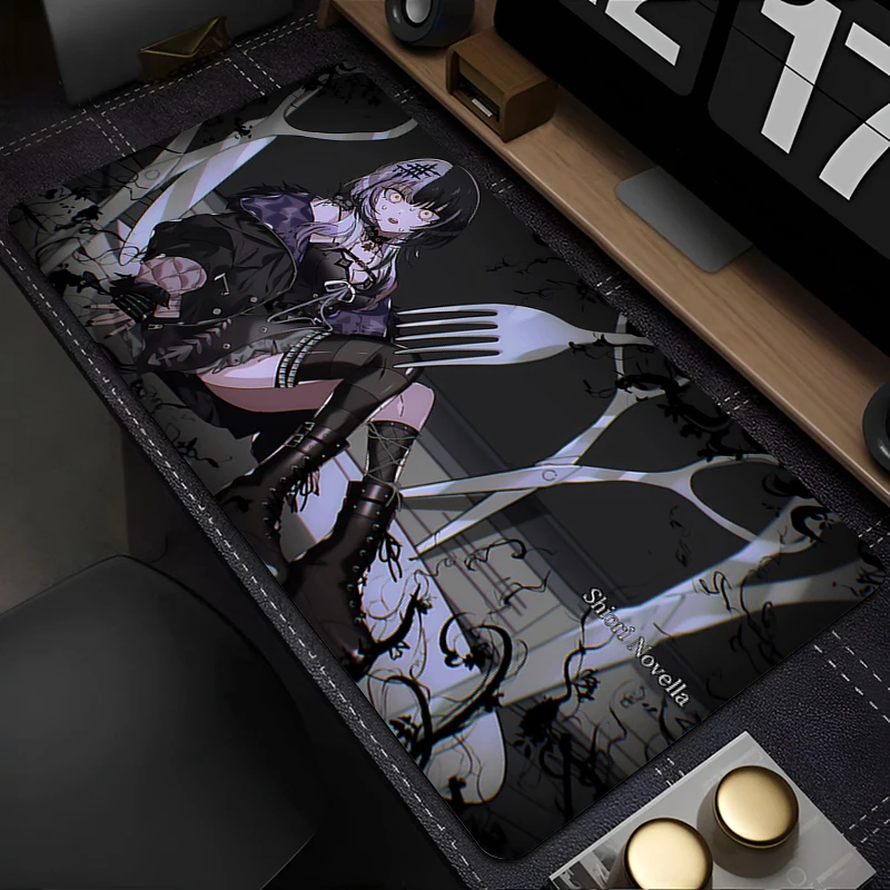 

Anime Mouse Pad Hololive Girl Shiori Novella Mousepad Laptop Cute Black And White Extended Keyboard Pad PC Kawaii Desk Mouse Mat