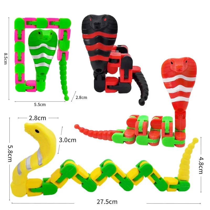 3PC Kids Chain Snake Versatile Mechanical Fingertip Rotating Hand Ring Snake Stress Relief Fidget Aduls Autism Decompression Toy