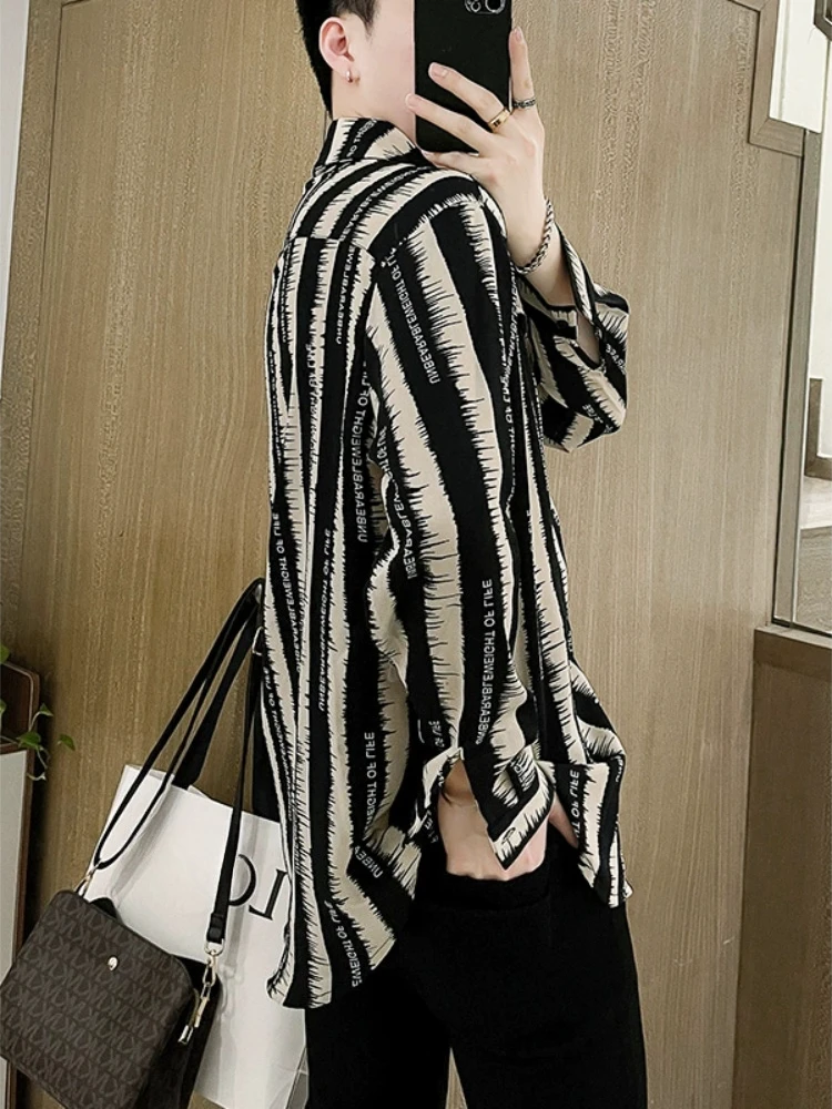 Men's Striped Shirt Spring Summer 2026 Casual Long Sleeve Thin Fashion Outerwear Breathable Lightweight Streetwear Tops