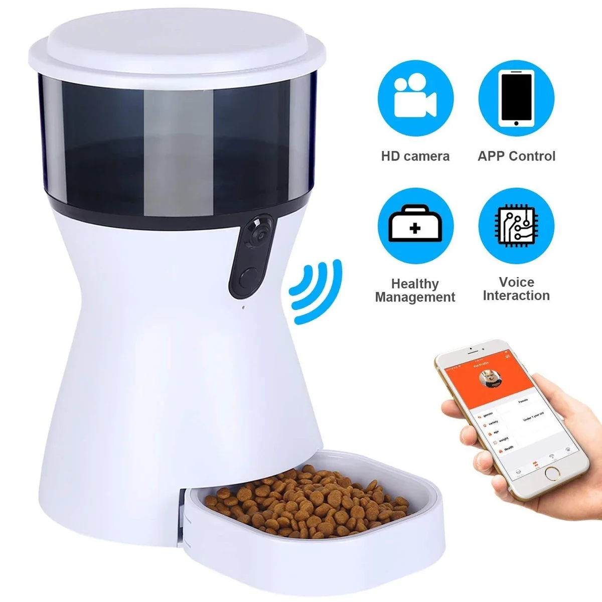App Afstandsbediening Ddpet Smart Pet Feeder 2.4G Wifi Verbinding 4l Automatische Hond Met Hd Camera