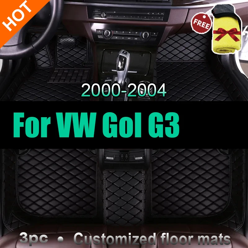 

Car Floor Mat For VW Gol G3 2000 2001 2002 2003 2004 4 Doors Diamond Leather Luxury Woman Foot Pad Auto Carpet Accessory