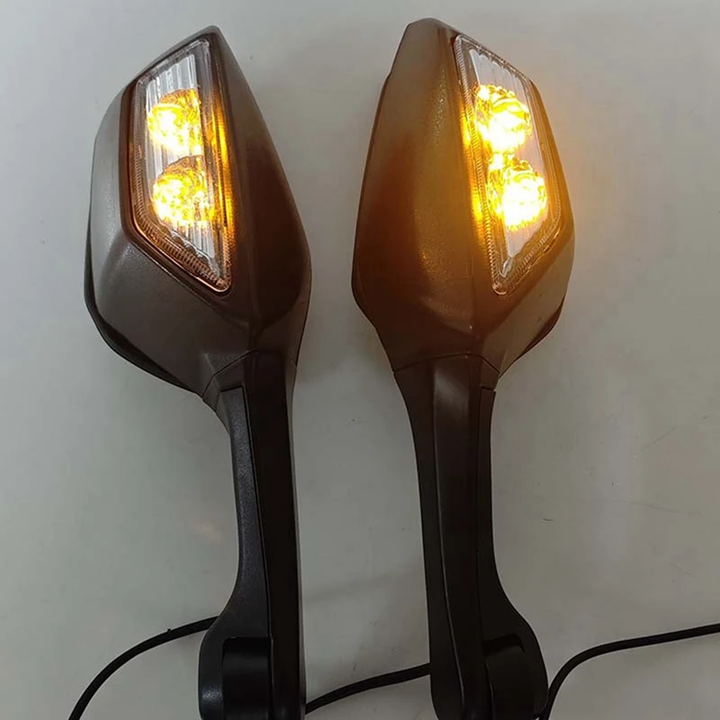 Motorcycle Rearview Mirrors With LED Turn Signals Lights For Kawasaki Ninja 400 650 ZX-10R ZX10R