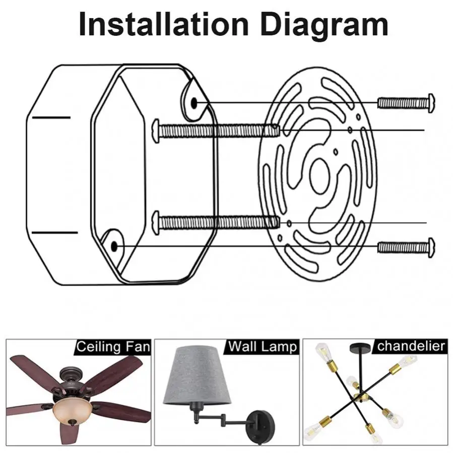 Universal Crossbar Fixture Mounting Bracket for Mounting Wall Lights Chandeliers with Ground Bolts Acorn Cap Nuts