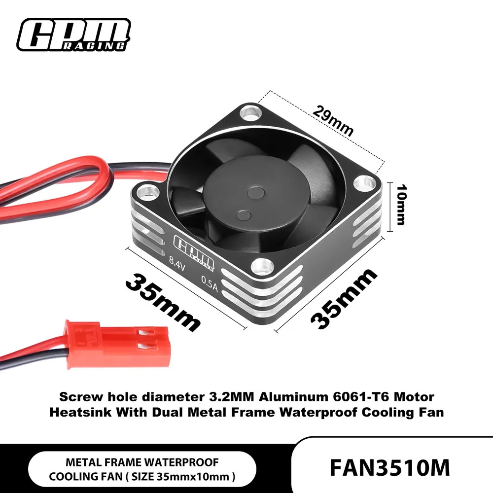 

GVM Aluminum Frame Waterproof Cooling Fan Wind Motor Cooling Fan 4010/3510/3010 Climbing Car Parts RC Car