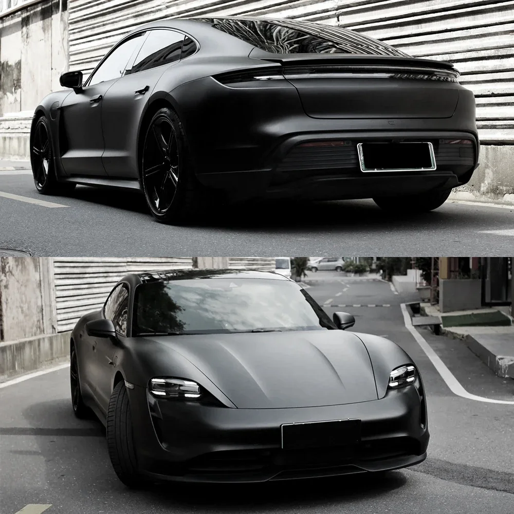

0.5m Wide Car Wrapping Film Extinction Black Color Change Vinyl Film PET Bubble Free Car Sticker Self Adhesive Auto Accessories