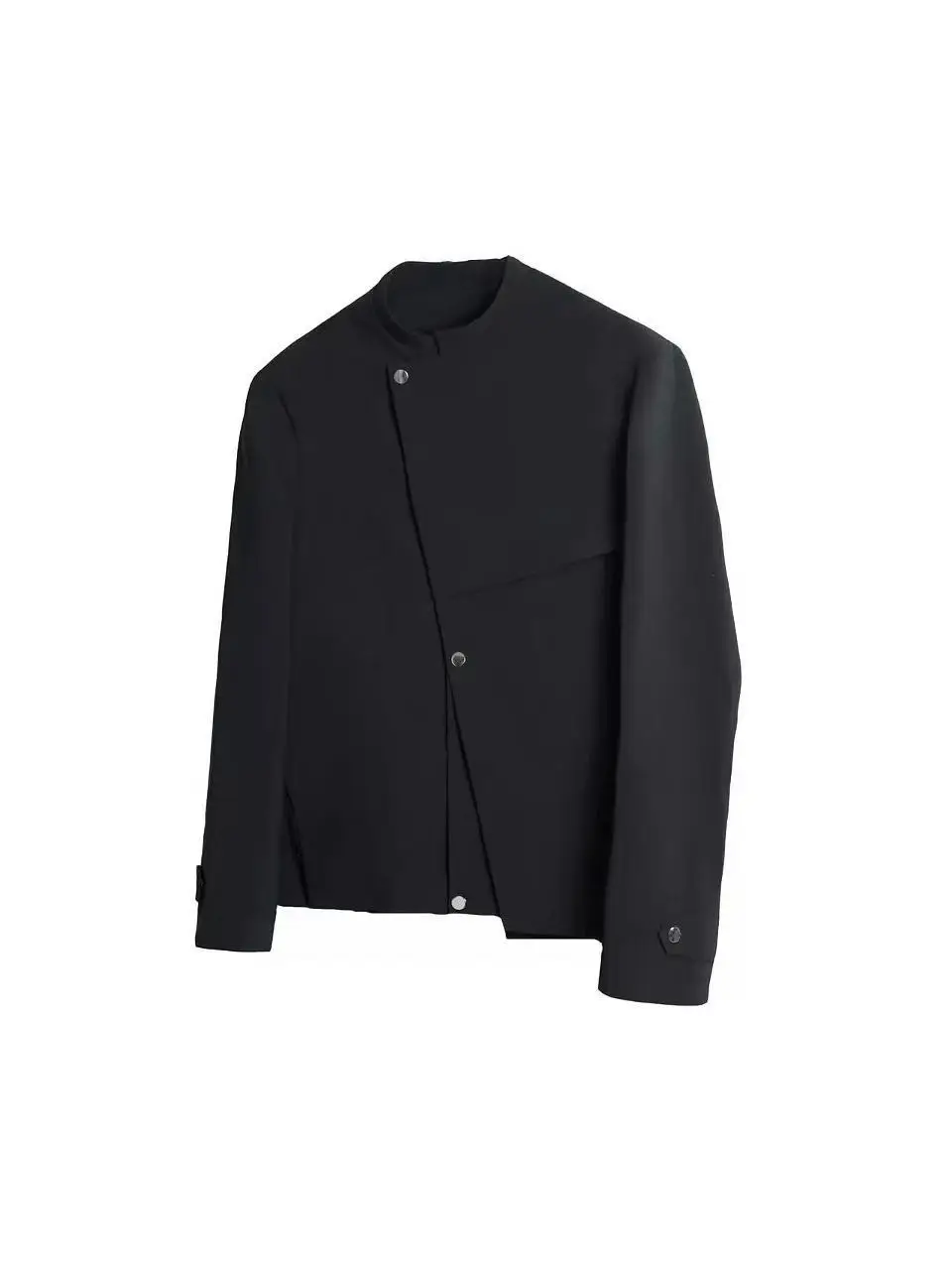 

Мужской демисезонный костюм-куртка в китайском стиле, черный, с воротником-стойкой, повседневный, короткий, премиум-класса, для создания дерзкого и стильного образа