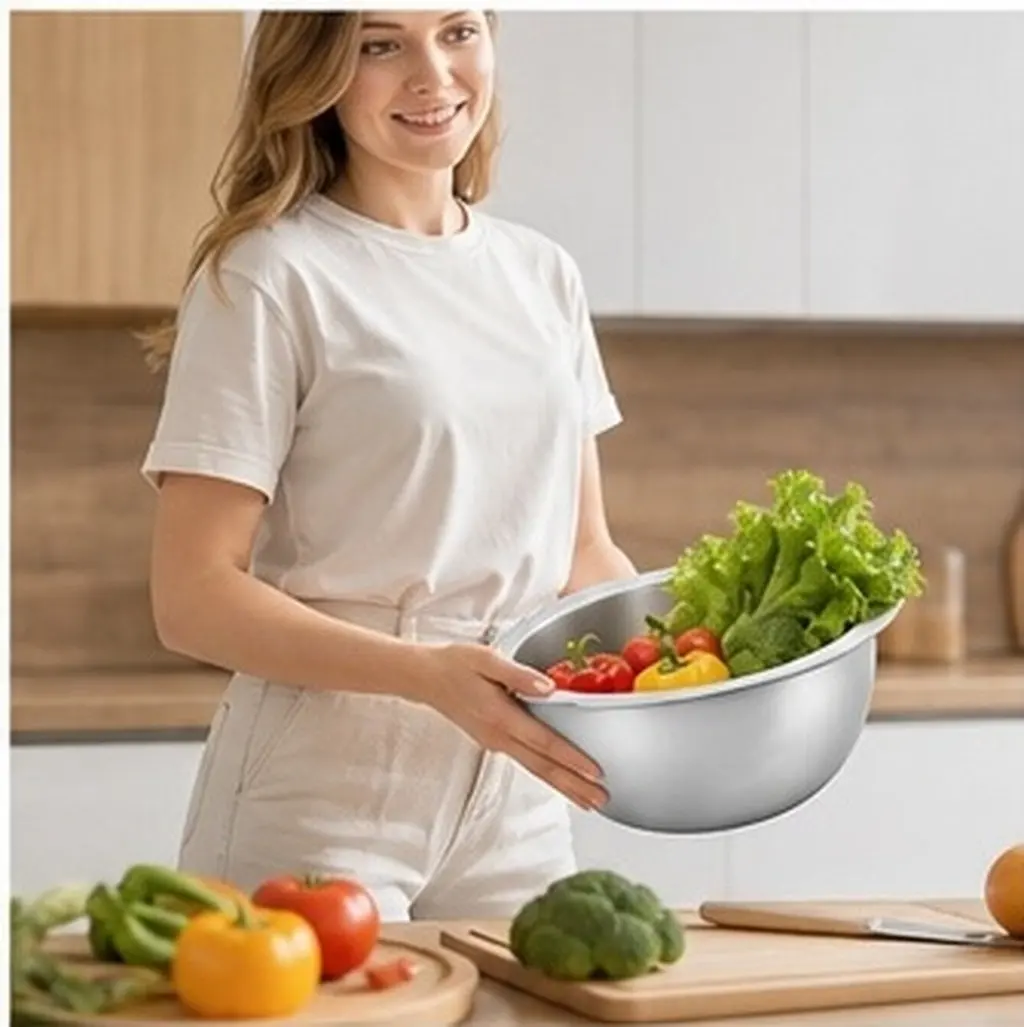 Rice Washer Strainer Bowl Stainless Steel Multifunctional Rice Washing Bowl Kitchen Colander Fruit Vegetable Washer Basket Drain